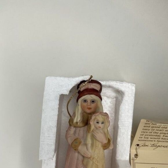 VTG NWB Jan Hagara All Bisque Little Victorian Girl&Her Doll Christmas Ornament - Picture 7 of 10